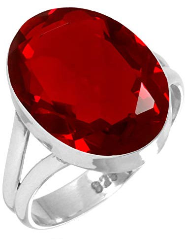 Jeweloporium 925 Silber Ringe für Damen Rot Rubin simuliert Edelstein Mode Silber Ringe Größe 62(19.7) Halloween Geschenk Boho Schmuck