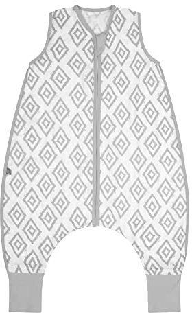 emma & noah Premium Baby Schlafsack mit Füßen Sommer, Bequem & Atmungsaktiv, 100% Bio-Baumwolle, OEKO-TEX Zertifiziert, Flauschig, Bewegungsfreiheit, 0.5 TOG (Rauten Grau, 70 cm)