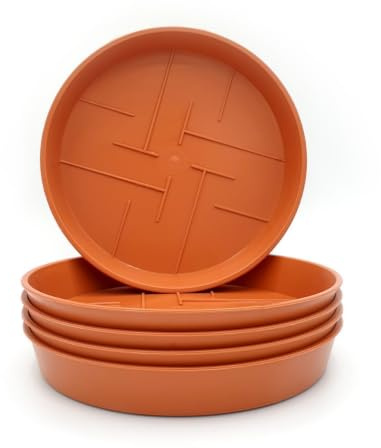 Plastard 5er Set Blumentopf-Untersetzer Ø 18 cm Rund Kunststoff Terrakotta | UV-, witterungs- und frostbeständig,ideal für innen & außen, passend für Pflanzkübel mit 17 cm Bodendurchmesser,Terrakotta