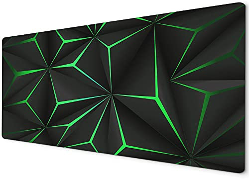 Neon Green | Geometric Black Large XXL Gaming Mouse Mats | 60x30cm