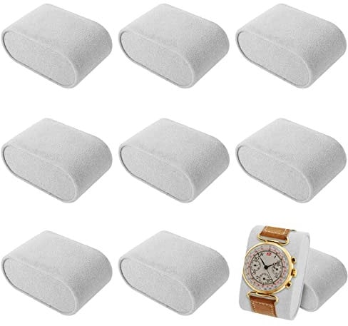 Boisbresil 8 Stück Schmuckkissen Uhrenkissen Armband Schmuck Display Kissen Schmucktablett Organizer Kissen Grau Flanell Armreif Pad Kissen für Schmuck Vitrine Aufbewahrungskoffer (7.2 * 4.5 * 3.6cm)