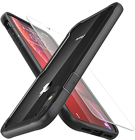 ORETECH für iPhone XR Hülle, mit [2X Displayschutzfolie] Stoßfest Kratzfeste Schutzhülle [Militärschutz] Bumper Transparent Handyhülle für iPhone XR Case 6,1 Zoll - Schwarz