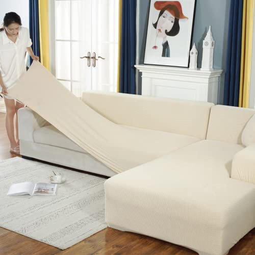 BOLUXIU Sofabezug, Eck Stretch-Sofabezug Stretch Sofabezug für 1/2/3/4 Sitzer(L-förmiges Ecksofa erfordert Zwei)