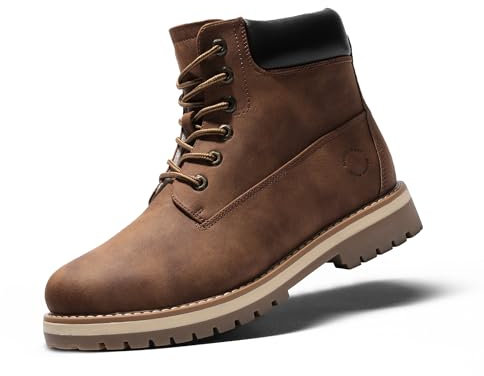 Bruno Marc Winterschuhe Herren Winterstiefel Jungs Warm Gefüttert Schneestiefel Kurzschaft Stiefeletten Arbeit Stiefel Winter Outdoor Trekking Wander Schuhe BRAUN 44 (EUR) SBSB226M-E