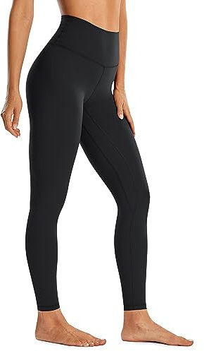 CRZ YOGA Gebürstetes Gefühl Damen Sport Leggings Yogahose High Waist Blickdicht Fitness Leggins Sporthose - 71cm Schwarz 40