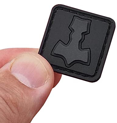 Mjolnir Glow Dark Ranger Eye Thor Hammer Wikinger PVC Gummi Hook Patch Klett Leuchtend Dunkel (Blackout Subdued)