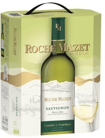 Roche Mazet – Sauvignon Blanc Weißwein Trocken (3l) – IGP Pays d’Oc – Bag-in-Box
