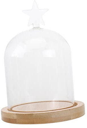ABOOFAN Plant Dome Glass Clear Container with Lid Spell Jars Dessert Stand Cover Glass Display Cabinet Rose Globe Plant Cloche Bell Jar Glass Dome Lid Mini Roses Small House Wooden Wedding