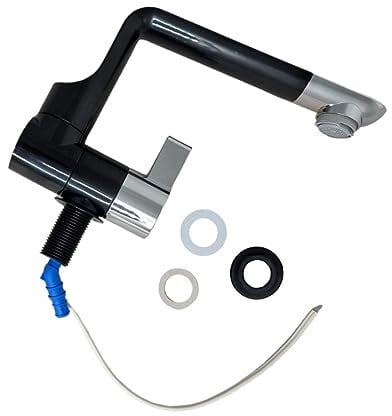 Kaltwasserhahn, faltbar, 12 V, Mikroschalter, Schwarz/Chrom, 160 mm Auslauf, für Wohnwagen, Wohnmobil, Wohnmobil und Boot, Mikroschalter-Wassersystem