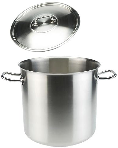 SKK großer Gastro Kochtopf Induktion Ø 32 cm - 18/10 Edelstahl Suppentopf für Gastronomie oder Großküchen & Edelstahl-Deckel