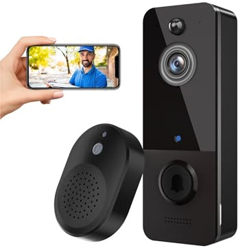 SUNNYJANE Video Doorbell Camera Wireless, 2-Way Audio Included Chime Ring, AI Human Detection, Live View, 2.4G Wi-Fi, Motion Alerts, Night Vision, Cloud Storage, Indoor/Outdoor Surveillance Cam