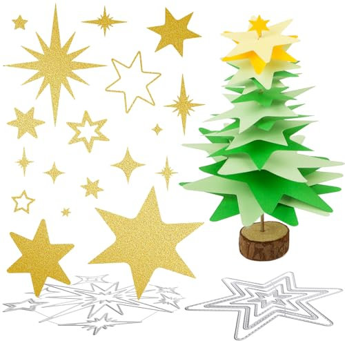 BETESSIN 14x Weihnachten Stanzschablonen Sterne Christmas Cutting Dies Stanzer Stanzformen Weihnachtssterne Metall Geschenk Scrapbooking Kartenbasteln DIY Grußkarte Fotoalbum Geschenkverpackung