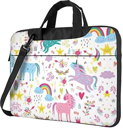 Stilvolle Laptoptasche mit Einhorn-Motiv, lebendiges Design, ultimativer Schutz für Ihren Laptop, Schwarz , 14 inch