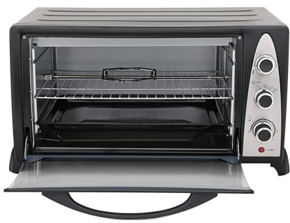 Forno Elettrico Ventilato per Cottura e Riscaldamento Alimenti - Fornetto Elettrico con Termostato Regolabile e 4 Posizioni di Calore, 44x29x30cm, 24L, 1380W, Nero