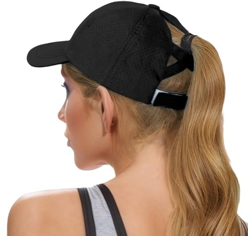 Sahrch Damen Baseballkappe mit Pferdeschwanz – Sommer-Laufmützen, verstellbare Sonnenkappen für Damen