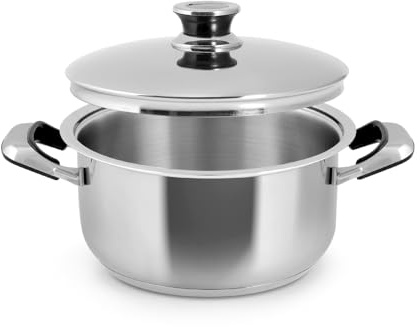 Inoxpran Casseruola Classic in Acciaio Inox, 2 Manici, 24x12cm, Con Coperchio
