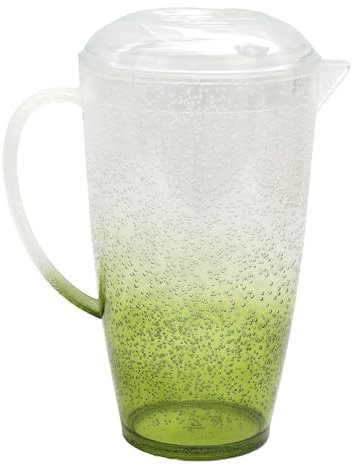 Carousel Home Green Bubbles 2 Litre Water Jug Pitcher Reusable Drinkware | Bubble Effect Plastic Juice Pitcher Garden Drinks Jug with Lid | Outdoor Jug Picnic Water Pitcher Jug
