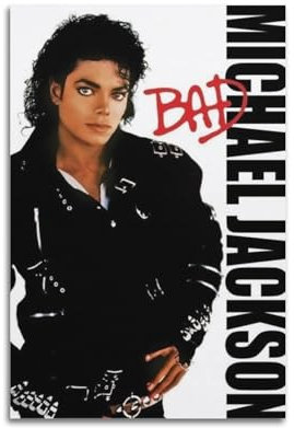 DATOZA Michael Jackson Bad Album Vintage Poster Dekorative Malerei Leinwand Wandkunst Wohnzimmer Poster Schlafzimmer Malerei,Wandkunst Bilddruck Moderne Familienzimmer Dekor 12x18inch(30x45cm)