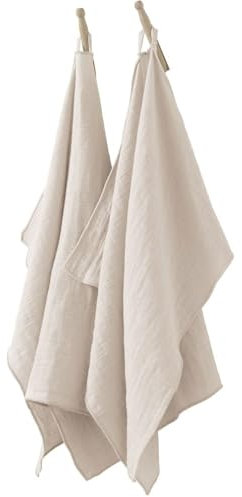 Lot de 2 essuie-Mains 50x70 cm Gaze de Coton Naturel