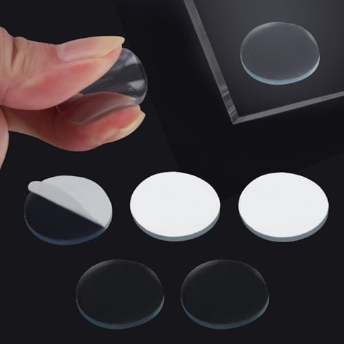 80 Pz Tampone da Tavolo in Vetro, 25 mm x 2,2 mm Paraurti da Tavolo in Vetro Trasparente, Tampone Antiscivolo in Plastica, Tamponi Paraurti Adesivi Rotondo per Piano Mobili