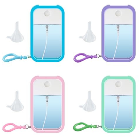 YOKAMIRA 4 PCS 50ml Card Spray Bottles - Refillable, Portable, Ultra-Thin Perfume Atomizer Vials, Travel-Friendly Empty Bottles for Alcohol, Hand Sanitizer, and Cosmetics