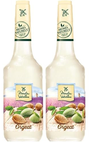 Moulin de Valdonne Sirop d'Orgeat pour boisson rafraîchissante, cocktail avec ou sans alcool, 2 bouteilles 70 cl