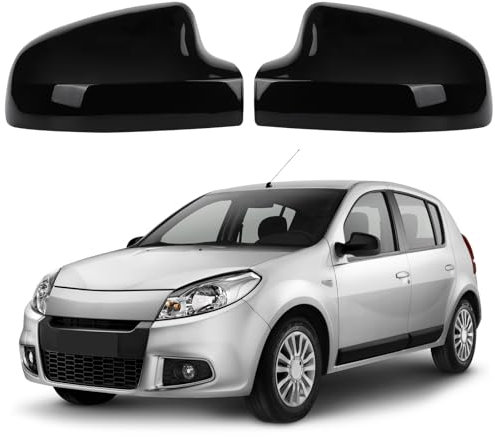 1 Paar Auto Spiegelkappen Ersatz für Dacia Duster Sandero Logan 2004-2020, Außenspiegelkappen Rückspiegelkappen Seitenspiegel Abdeckungen, Links und Rechts