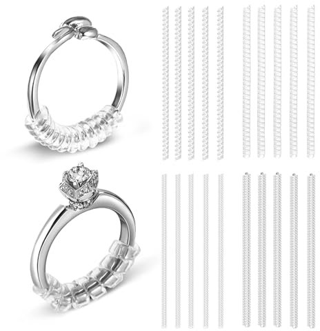 Mabor 20 Stück 4 Stile Ring Verkleinerung, Transparent Ring Size Adjuster Unsichtbar Ringverkleinerer Ringgrößenversteller für Lose Ringe Enger Machen Ringeinlage zum Verkleinern für Jede Ringgröße