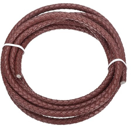 sourcing map Braided Leather Cord, 4mm Round Braided Faux Leather Necklace Cord Bolo Tie String 2 Yard for Jewelry Making Necklace Crafts Beading Braiding 41