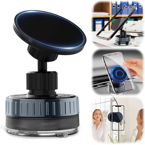 Jemey Soporte Magnético para Teléfono Móvil, Soporte para Coche con Absorción de Espejo Cristal Vacío, Soporte Magnético Giratorio de 720°, Soporte Magnético para Teléfono para Parabrisas, Salpicadero