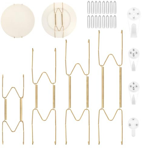 4 Stück 6/8/10/12 Teller Aufhänger Wandteller Tellerhalter Wand Teller Aufhänger Teller/Geschirraufhänger, zerlegbare Befestigungsclip W-Typ unsichtbarer Telleraufhänger für die Wand zur Präsentation