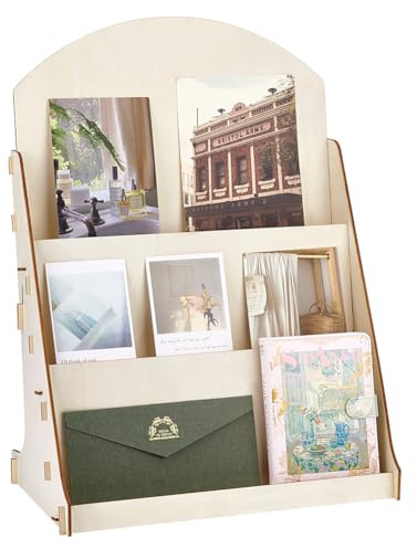 PH PandaHall Holz Kartenständer 3 Stöckig Grußkartenständer Präsentationsständer Bildständer Karten Organizer Display Ständer Für Grußkarten Fotos Postkarten Untersetzer 40x24x57cm