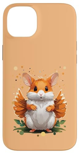 Carcasa para iPhone 14 Plus Dulce hámster ángel mujer niños niño niña animales verde 128