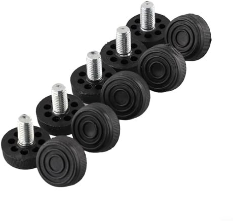 Lot de 10 pieds réglables à visser en plastique noir (M10 x 30 x 20 mm)