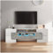 Wyibwy Mueble para TV, 145 x 51 x 30 cm, iluminación LED, mueble de salón, mueble de salón, mueble de salón, mueble de salón, mueble para TV, blanco + gris