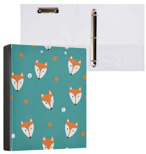ISAOA Fox Polka Dots Ordner mit 3 transparenten Innentaschen, 3,8 cm Drei-Ring-Ordner, hält bis zu 200 Blatt, 27 x 32 cm, A4-Ringordner für Büro, Schulbedarf