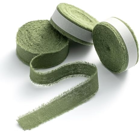 AOKSUNOVA Ruban en coton - Ruban en tissu - Ruban cadeau - Vert olive