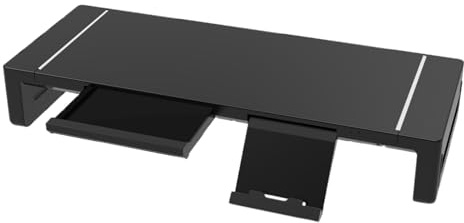 Supporti ergonomici per monitor, rialzo di altezza, ripiano da scrivania, telaio pieghevole da 50 cm con cassetto estraibile, piedini antiscivolo di lunga durata per ufficio, computer portatile