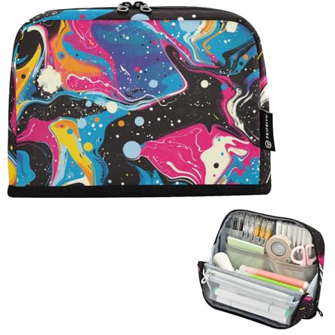 Federmäppchen, großes Fassungsvermögen, Make-up, groß, für adrette Mittelschule, Pop-Art-Wellen, Wasser