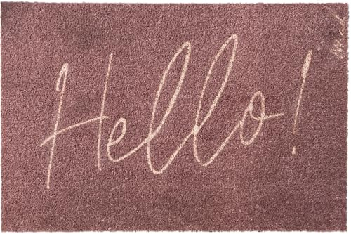 Mad about Mats Fußmatte Arie,Fußabtreter für Außen, mit Spruch Hello in Dusty pink, Outdoor & Indoor, Maschinenwaschbar, rutschfest, Strapazierfähig, 50 x 75 cm