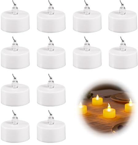 12 velas de té que funcionan con pilas, Bougies chauffe-plat LED, velas parpadeantes sin llama, más de 200 horas, decoraciones de mesa de centro de mesa, para el hogar, habitación, mesa, decoración