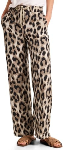 Street One High Waist Wide Leg Hose mit Leo-Print Timeless beige 42