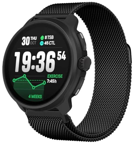 Wigento Milanese Magnet Edelstahl Armband für Suunto Race 2 Stahlgewebe Ersatz Schwarz