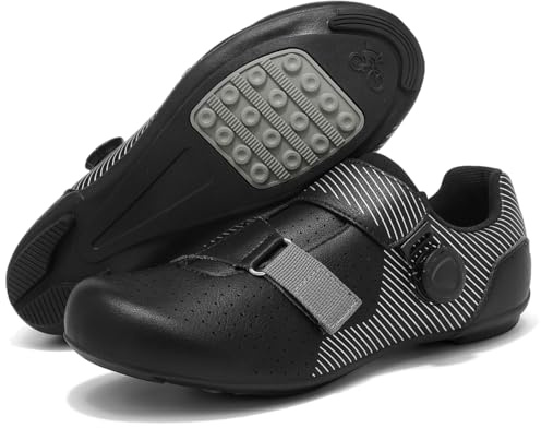 TvzsiY Men's No-Lock Road Cycling Shoes Breathable Non-Slip Mountain Bike Shoe, Rubber Sole, Flat Pedal Biking Trainers for Indoor Outdoor Sports