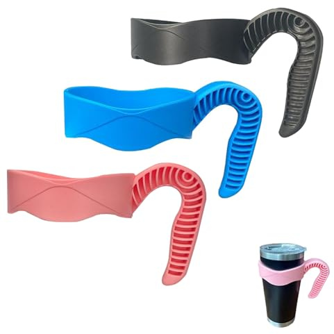 3Pcs Useful Travel Mug Grip Cup Holder Non-Slip Mug Handle Plastic Replacement Helpful Ergonomic Jug Carrier Handle for Stainless Steel Mugs and More Tumbler