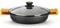 BRA Efficient | Cacerola Baja 36 cm con Tapa de Cristal y Asas de Silicona, Aluminio Fundido, Negro