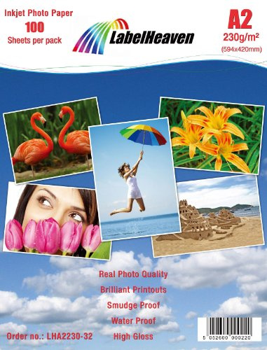 LabelHeaven LH-A2230-32 Fotopapier, A2, 420 x 594 mm, 230 g/qm, 100 Blatt