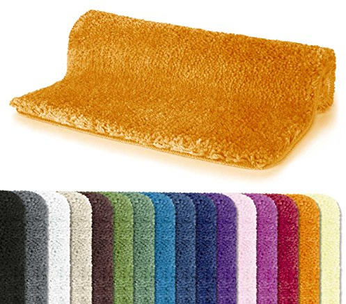 Spirella Highland Mikrofaser-Badematte – rutschfest, schnelltrocknend und waschbar – 100% weiches und strapazierfähiges Polyester – Orange – 55 x 65 cm
