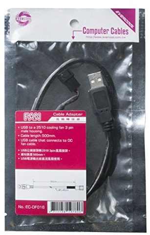Shiny Hardware Limited Evercool EC-DF016 50cm USB to 3 pin (2 wire) internal fan adaptor (see desc)