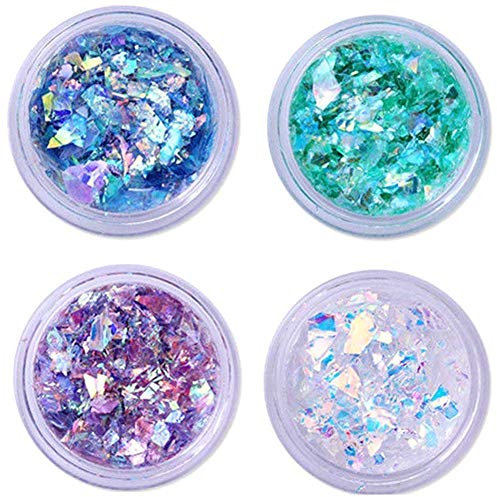 REFURBISHHOUSE 2.0G HolographischeNagel Puder Nagel Kunst Wundersch？ne Chameleon Spiegel Pulver Maniküre Chrom Pigment Glitter, 4 Packung